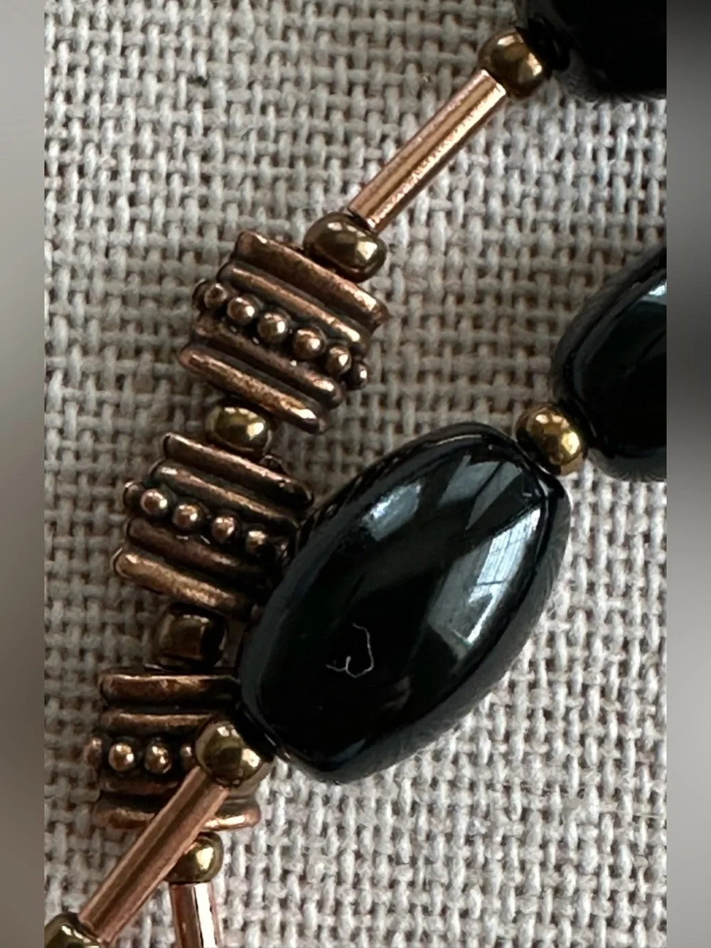 26-1/2 inch Onyx and Copper bead necklace NWOT
